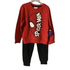 Marvel Spiderman Sweatshirt  Pant Set Boys Red Black Long Sleeve Size 5 NEW