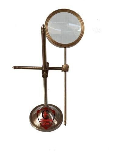 Magnifying Glass Vintage Adjustable Stand Magnifier Solid Brass Desktop Gifts - Picture 2 of 9