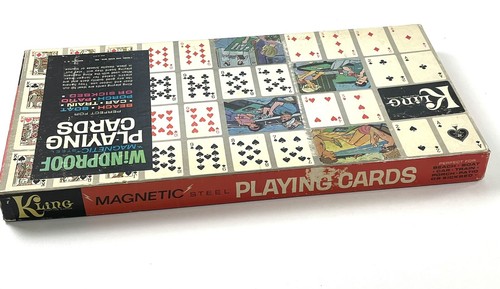 Vintage KLING Magnetic Steel Playing Cards w/ Magnetic Board Deluxe Model No. 55 - Picture 6 of 11
