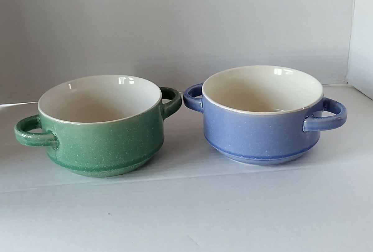 2 Gourmet Basics By Mikasa Emma Soup Bowl Double Handle Stoneware