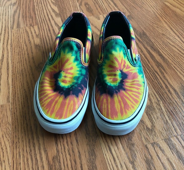 womens tie dye vans slip on