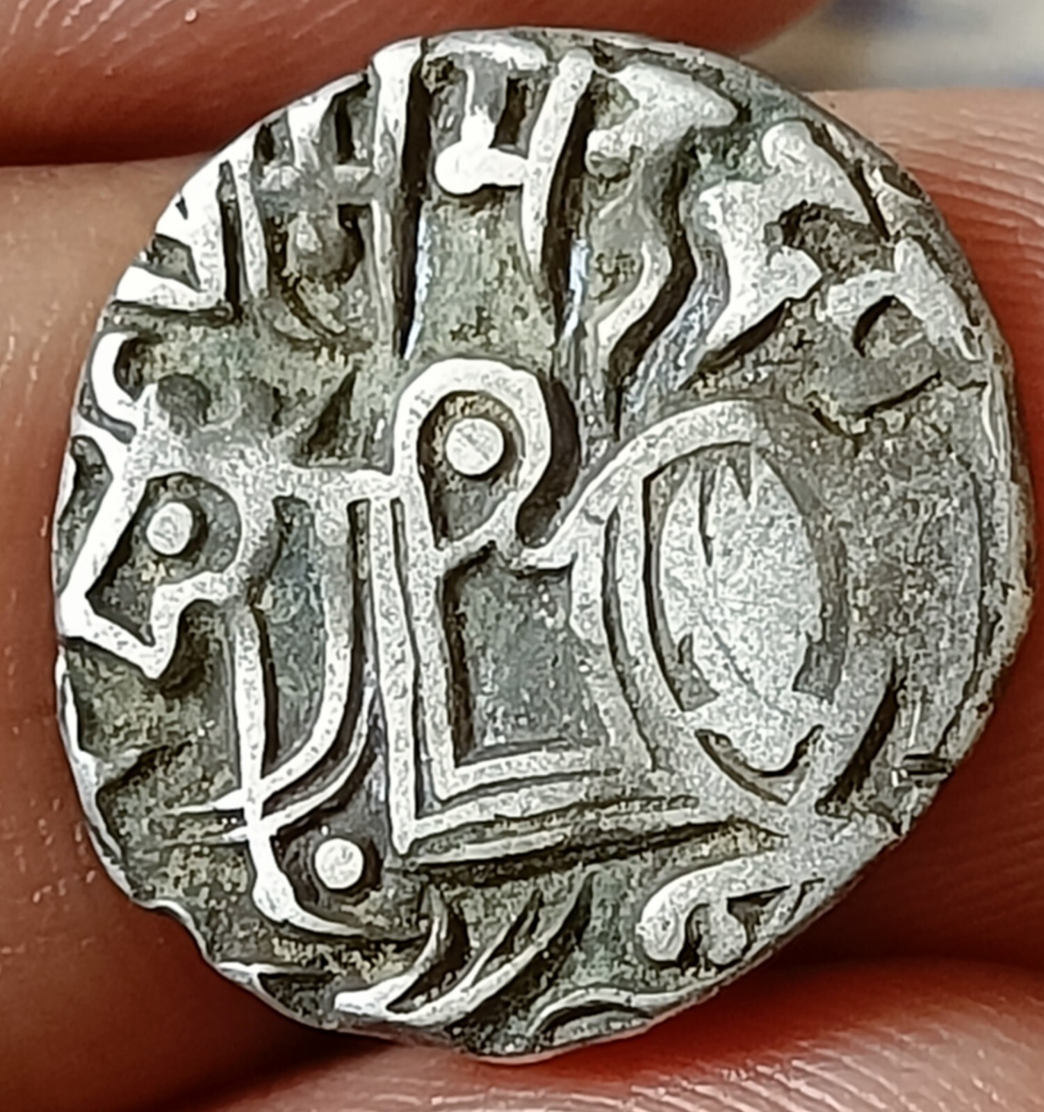 #PD10#Indian Indus valley Area Samanta Deva (850 AD) silver HORSE & BULL coin. 
