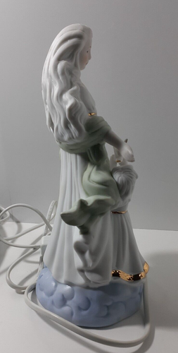 Vintage I.W. Rice & Co Japan Porcelain Figure Night Light Lady & Girl With Dove - Picture 7 of 10