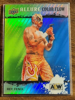 2022 AEW Rey Fenix Green Blue Colorflow /299 ALLURE Trading Card #86381