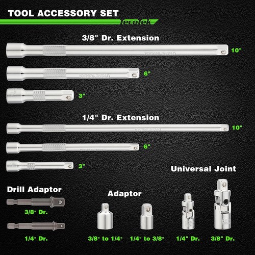 17-Piece Professional Quality Drive Tool Accessory Set - Corrosion-Resistant - Picture 5 of 11