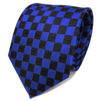 Tigertie Designer Seidenkrawatte Blau Marine Schwarz Gemustert - Krawatte Seide