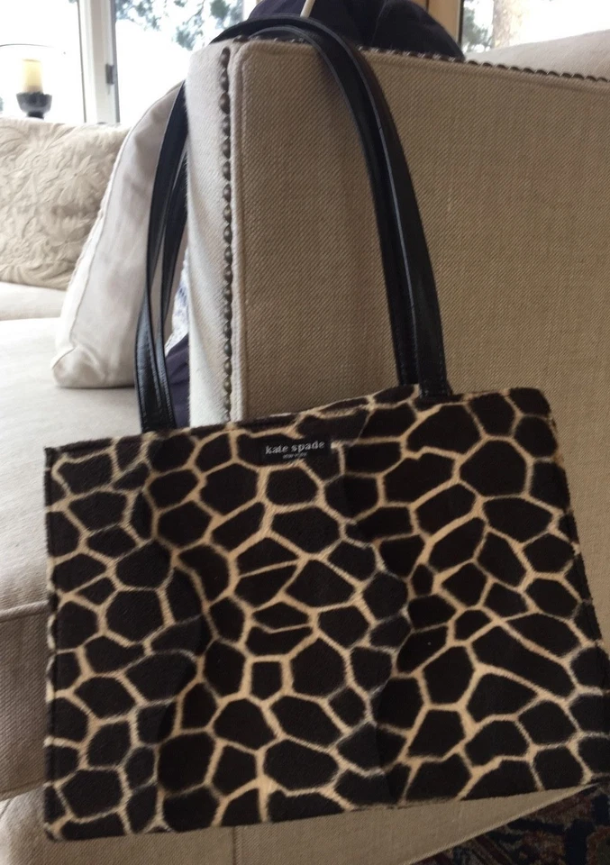 Vintage Kate Spade Calf Hair Animal Print Shoulder bag Tote TRUNK SHOW Pristine