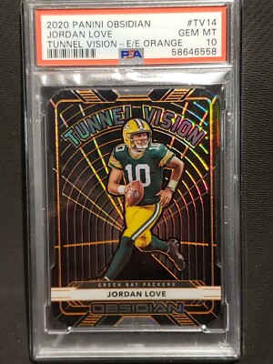 2020 Panini Obsidian Jordan Love Tunnel Vision Orange /25 PSA 10