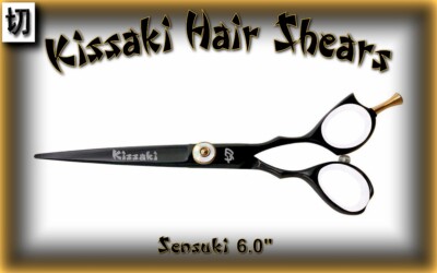 Kissaki Pro Sensuki 6.0'' Black White Hair Cutting Scissors Salon Barber Shears