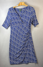 Ralph Lauren Timeless Dress Sz 10 Cobalt Ikat Faux Wrap 3/4 Sleeve Office Siren