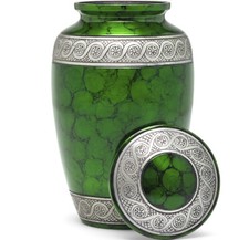 Cremation Urn for Human Ashes Funeral Urn for Adults Remains Velvet Bag- Green