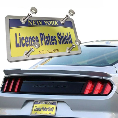 2Pcs Chrome Stainless Steel Metal License Plate Frame Tag Cover With Screw Caps - Picture 3 of 12