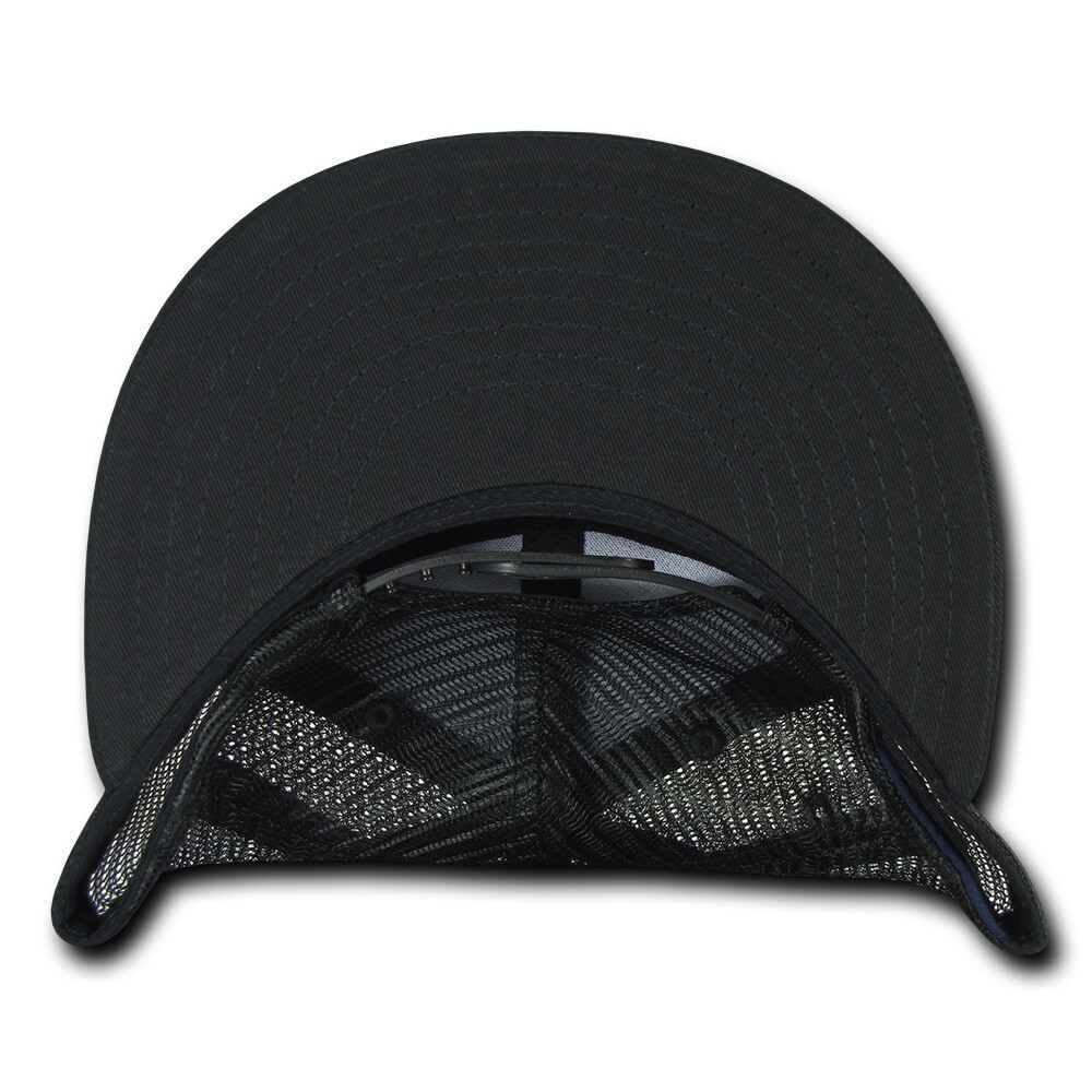 Decky Trucker Hat - Black 7 Panel Cotton Snapback 1133-BLK New With Tags