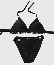 Profile by Gottex fringed 2 piece Bikini Swimsuit - size 8 - Black