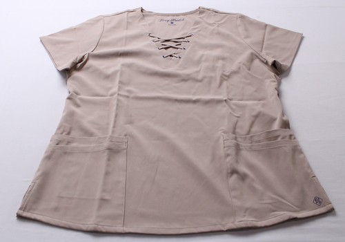 Easy Stretch Damen Gisele 4 Taschen Schnürung Peeling Top WR4 Mokka Baiser Large