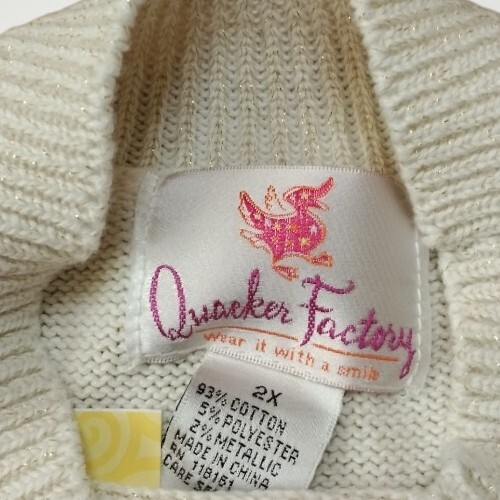 Quacker Factory Metallic Thread Sleeveless Mockneck Sweater Beige Sz 2X NWT - Picture 5 of 8