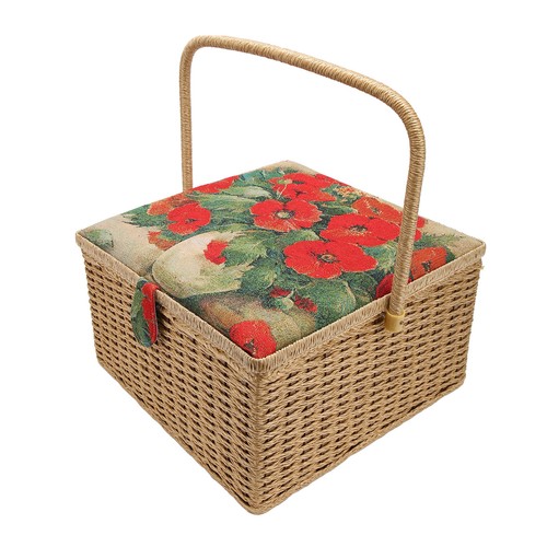 Sewing Basket Extra Large Capacity Sewing Kit Storage Box Dual Layer Vintage - Picture 2 of 12