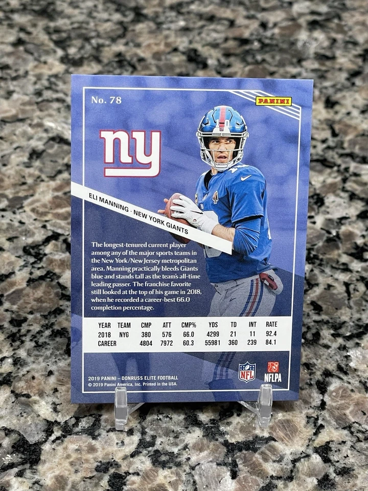 2019 Donruss Elite Eli Manning FOTL RARE TRUE Gold SSP 2/8 GIANTS HOF - Image 2 of 2