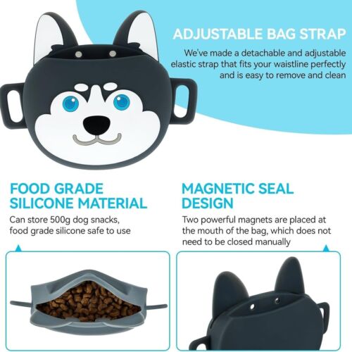 Dog Treat Pouch with Clicker Magnetic Closure - Husky Design - Picture 5 of 6