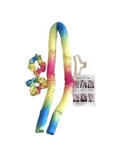 Tie Dyed Satin Heatless Curling Hair Styling Tool Set with Scrunchies and Clip