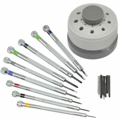 #ad Precision Screwdriver 9pc Set Watch Jewelry Slotted Flat Blade Watchmakers Tools $16.99