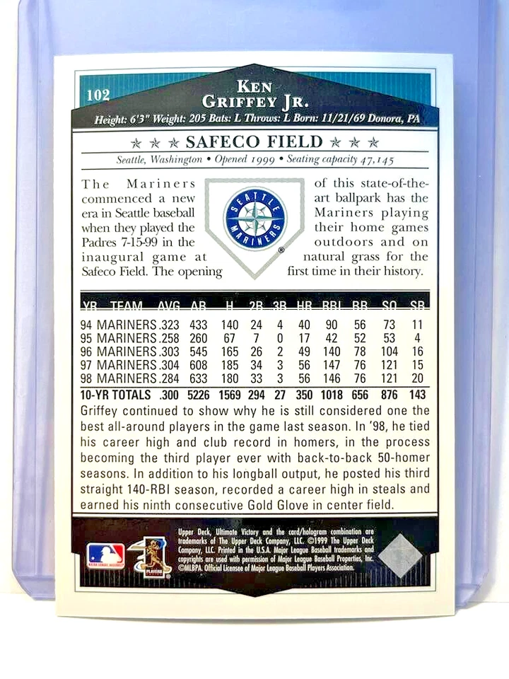 1999 Ultimate Victory #102 Ken Griffey Jr. Seattle Mariners - Image 2 of 2