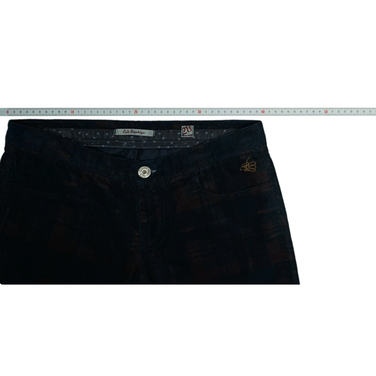 Exit Brooklyn Boyfriend Jeans Cord 3/4 Hose Karo Capri Short Bermuda W28 Navy