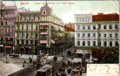 Vintage Postcard Berlin Germany Unter Den Linden Café Bauer Scene