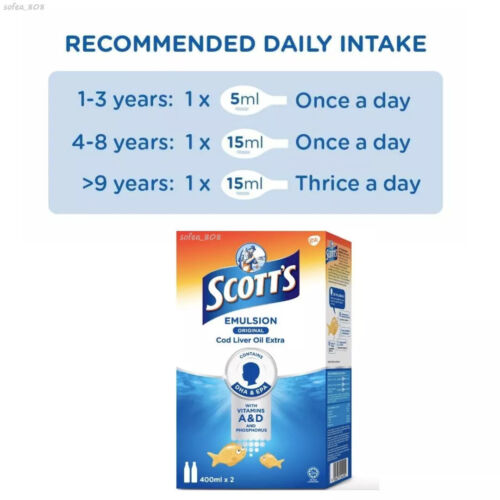 6 x 400ML Scott's Emulsion Cod Liver Oil Extra Original Flavour Immune Support - Picture 6 of 6