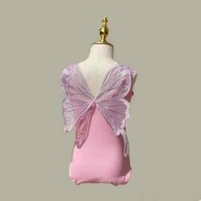 Girls Fairy Butterfly Wing Kids Ballet Leotards Gymnastics Sleeveless Leotard
