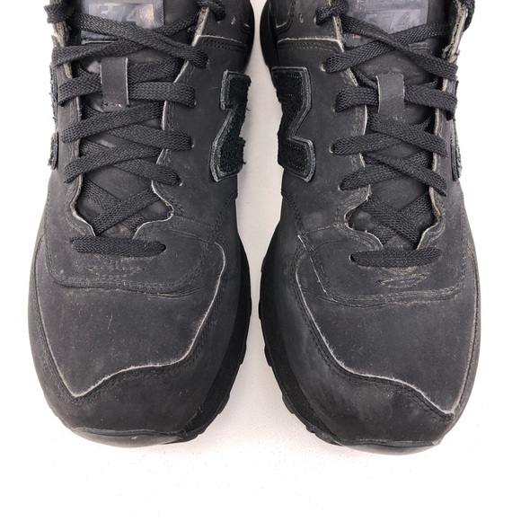 New Balance 574 Black Caviar Training Shoes 10.5 D New Balance 574 Classics Triple Black Caviar Mens Leather  main image 4