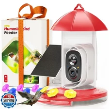 LongPlus® Hummingbird Feeder with Camera for Outdoors Solar Panel