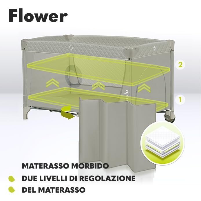 lionelo FLOWER Lettino da campeggio neonato Dalla na 125 x 84 x 67 cm Cappuccino foto 4