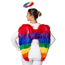 Rainbow Wings with Halo Costume Accessory - Morris Costumes