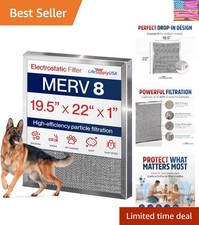 20x22x1 Electrostatic Air Filter, MERV 8, Washable, Reusable Furnace AC/HVAC ...