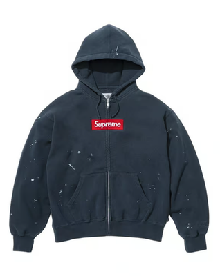 Supreme MM6 Maison Margiela Box Logo Zip Up Hooded Sweatshirt Navy