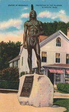 Postcard Mass. Plymouth Statue of Massasoit 1950 V590