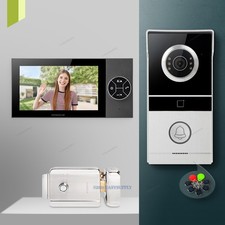 Apartment Intercom System Set Indoor Monitor Outdoor Camera Electric Rim Lock