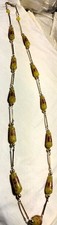 Vintage Venetian Yellow Fancy Glass Beads Beaded Necklace