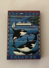 San Juan Islands Washington State Orca Whale Wood Fridge Magnet TS1