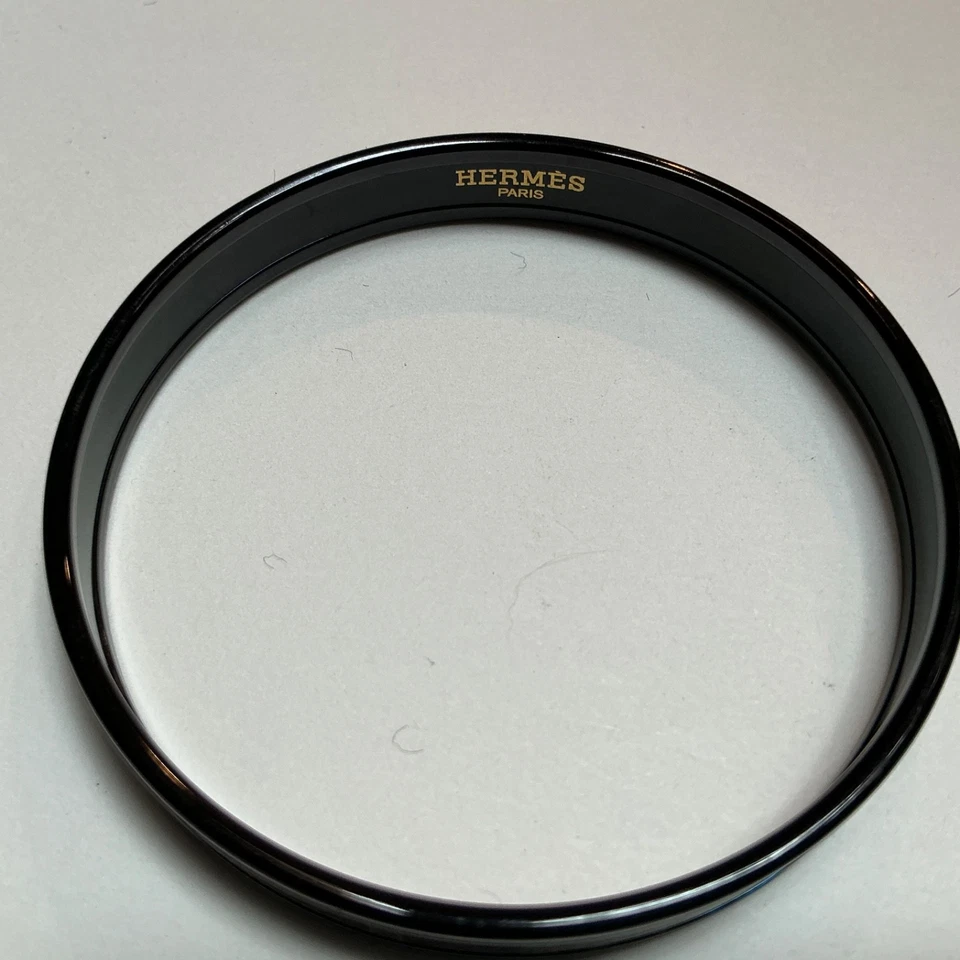 Brazalete Esmalte HERMES PM 65 Brazalete Estrecho Borde Negro, Granate y Negro Foto 4 de 4