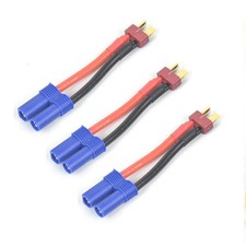 JFtech 3 pcs EC5 Female to T-Plug Male Connector EC5-T, Blue and Red