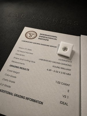 1.02ct Round Brilliant Lab Diamond E VS1