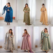 Women Ready To Wear Anarkali Gown Party Wear Ethnic Dress With Dupatta Set
