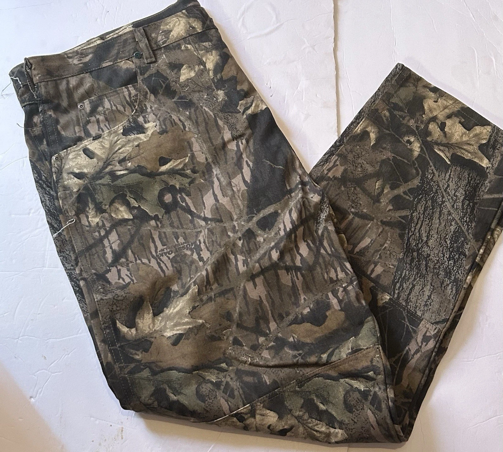 Pantalon vintage Wrangler camouflage arbre véritable double genou homme 42 x 30 chasse extérieur
