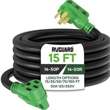 50 Amp 15 Foot RV/EV Extension Cord, NEMA 14-50P/R Heavy Duty Extension Cord ...