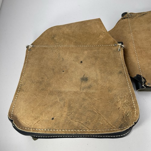 VTG Genuine Leather Black Motorcycle Biker Double Saddle Bag Messenger Saddlebag - Picture 12 of 24