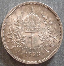 Austria - Franz Joseph I, Silver 1 Corona, 1893, toned
