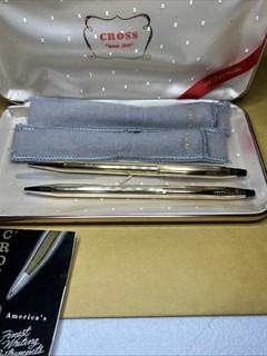 Vintage Cross Century Ballpoint Pen And Pencil Set 12kt Gold Filled Both Work