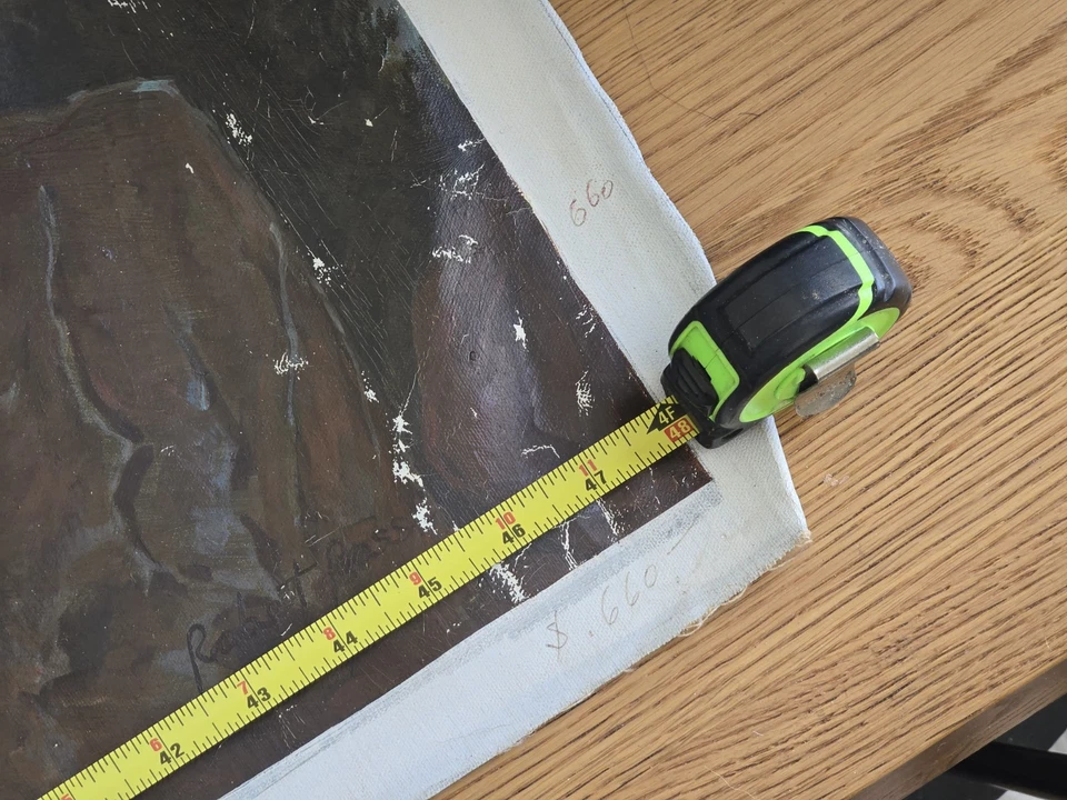 Pintura Vaquera Vintage Paisaje Occidental con Caballos y Montañas 48x24 Foto 2 de 4